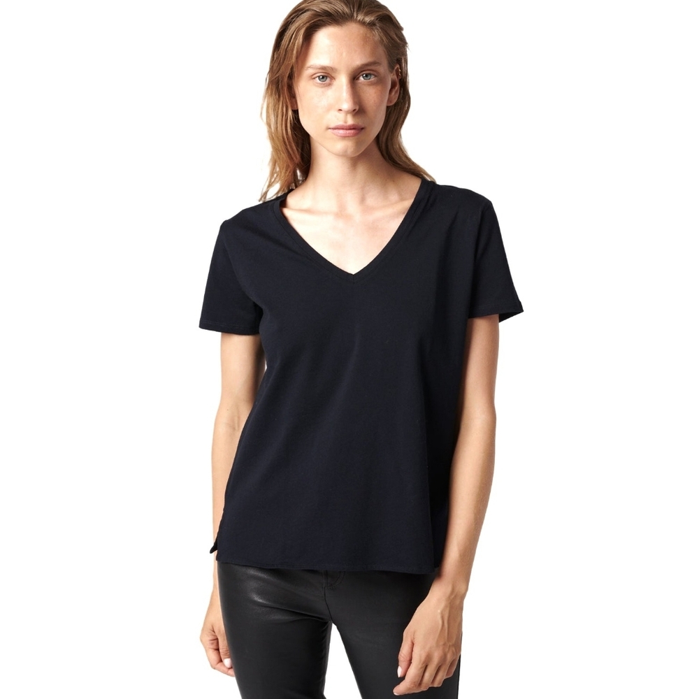 GAP V-Neck Tee Black Cotton Organic Short Sleeve Large New